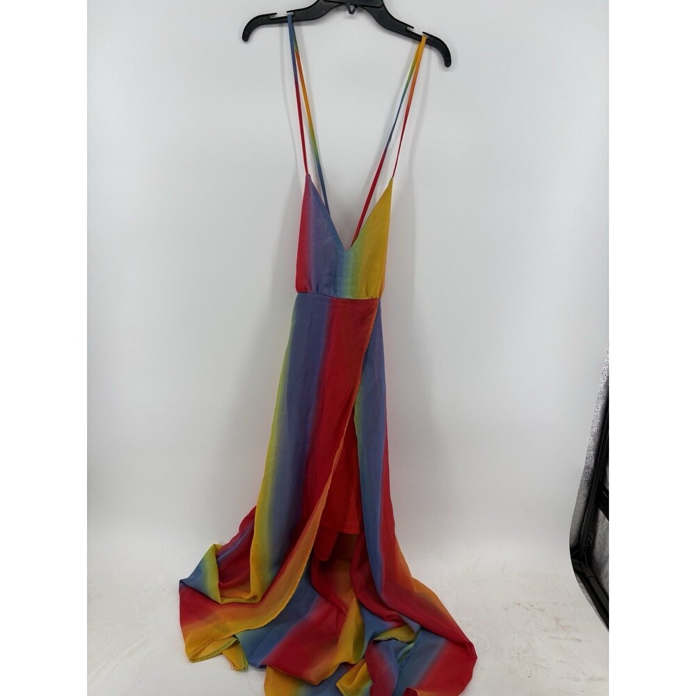 Available By Angela Fashion Women’s Rainbow Maxi Dress Adjustable Straps Size S